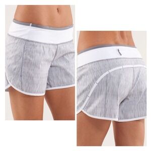 Lululemon Turbo Run Short 4" Wee Space Combo Grey White Stripe Women's 2 W7295S